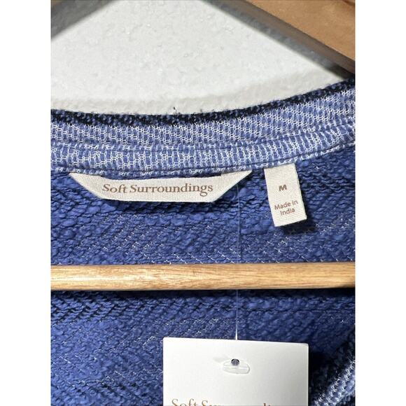 Soft Surroundings Blue Wildflower Embroidered Blue Tunic Long Sleeve Large NWT - Picture 3 of 7